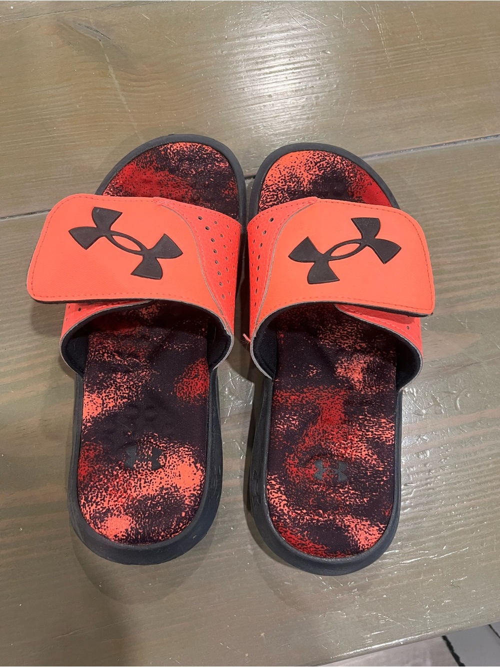Under Armour Kids Orange and Black Adjustable Slide Sandals